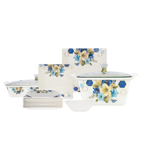 69 Pieces Melamine Sigma Dinnerware Set with Glass Top [8 Person Serving] S5