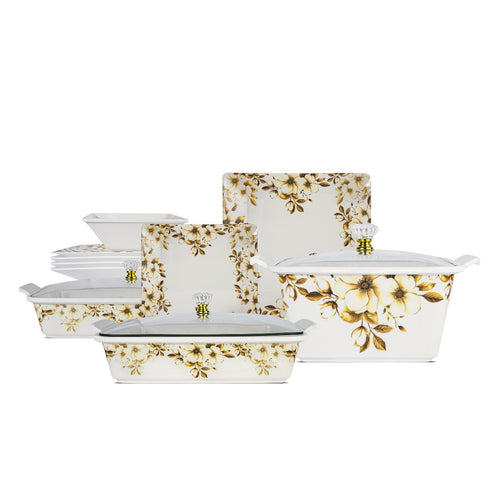 69 Pieces Melamine Sigma Dinnerware Set with Glass Top [8 Person Serving] S2