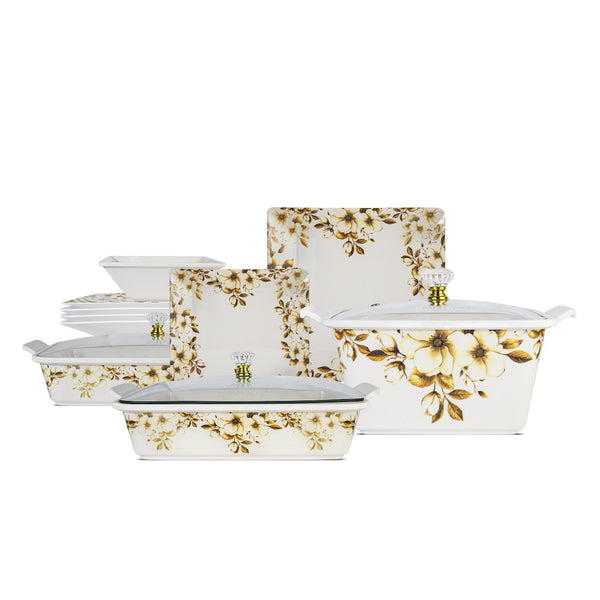 69 Pieces Melamine Sigma Dinnerware Set with Glass Top [8 Person Serving] S2