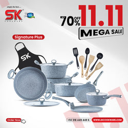 20 Pieces Marble Coated Gift Pack Signature PLUS Cookware Set - Grey