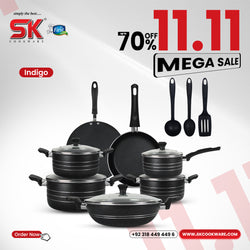 15 Pieces Non-Stick Indigo Gift Pack Set - Black