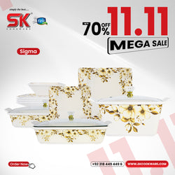 69 Pieces Melamine Sigma Dinnerware Set with Glass Top [8 Person Serving] S2