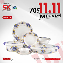 74 Pieces Double Glaze Melamine Glorious Dinnerware Set [8 Person Serving] - G-06