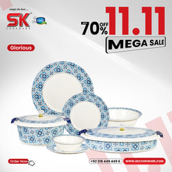 74 Pieces Double Glaze Melamine Glorious Dinnerware Set [8 Person Serving] - G-03