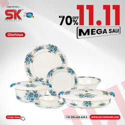 74 Pieces Double Glaze Melamine Glorious Dinnerware Set [8 Person Serving] - G-04
