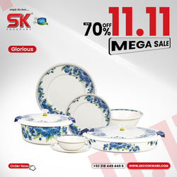 74 Pieces Double Glaze Melamine Glorious Dinnerware Set [8 Person Serving] - G-05