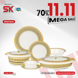 74 Pieces Double Glaze Melamine Glorious Dinnerware Set [8 Person Serving] - G-02