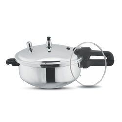 2 in 1 Mirror Polish Wok Pressure Cooker with Free Glass Lid (Baigona Cooker)
