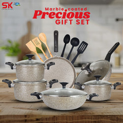 17 Pieces Non Stick Marble Coated Precious Gift Pack Set