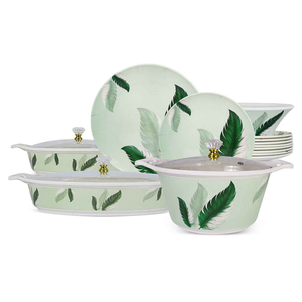 69 Pieces Melamine Rawayat Dinnerware Set with Glass Top [8 Person Serving] - R05