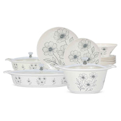69 Pieces Melamine Rawayat Dinnerware Set with Glass Top [8 Person Serving] - R06