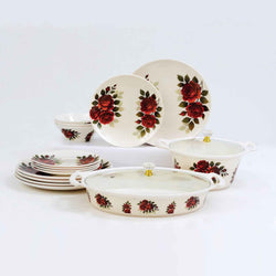 69 Pieces Melamine Rawayat Dinnerware Set with Glass Top [8 Person Serving] - R04