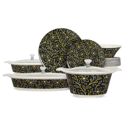 69 Pieces Melamine Rawayat Dinnerware Set with Glass Top [8 Person Serving] - R03