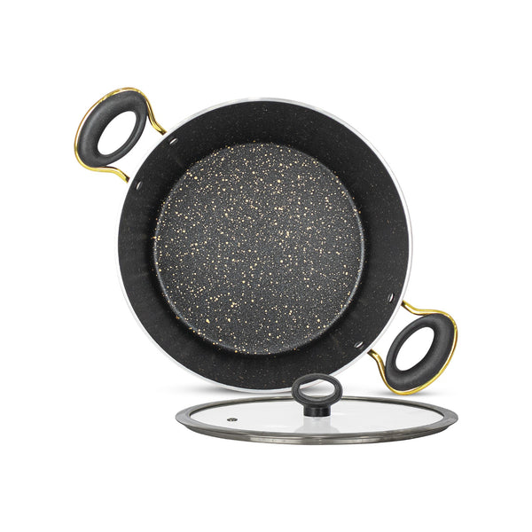 20 Pieces Marble Coated Non-Stick Gift Pack Signature Cookware Set - Golden Black