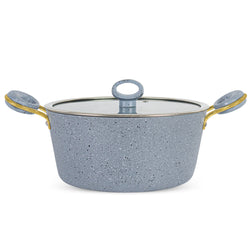 16 Pieces Marble Coated Gift Pack Signature Cookware Set [Golden Handle]