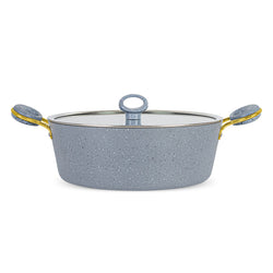 16 Pieces Marble Coated Gift Pack Signature Cookware Set [Golden Handle]