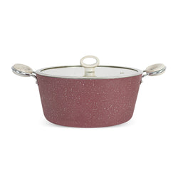 16 Pieces Marble Coated Gift Pack Signature Cookware Set [Maroon & Beige]