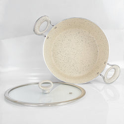 16 Pieces Marble Coated Gift Pack Signature Cookware Set [Maroon & Beige]