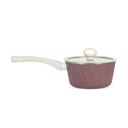 16 Pieces Marble Coated Gift Pack Signature Cookware Set [Maroon & Beige]