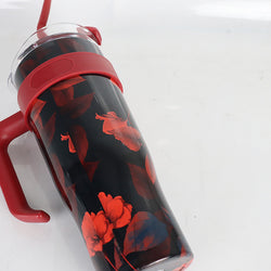 Insulated Stainless Steel Tumbler with Handle & Straw - B4