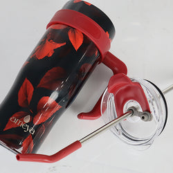 Insulated Stainless Steel Tumbler with Handle & Straw - B4