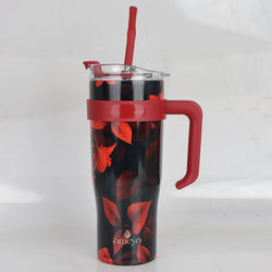 Insulated Stainless Steel Tumbler with Handle & Straw - B4