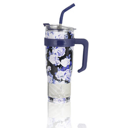 Insulated Stainless Steel Tumbler with Handle & Straw - B2