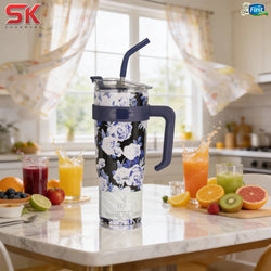 Insulated Stainless Steel Tumbler with Handle & Straw - B2