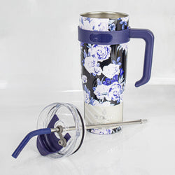 Insulated Stainless Steel Tumbler with Handle & Straw - B2