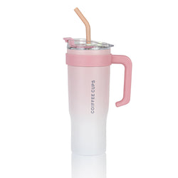 Insulated Stainless Steel Tumbler with Handle & Straw - B1