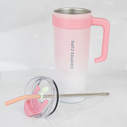 Insulated Stainless Steel Tumbler with Handle & Straw - B1