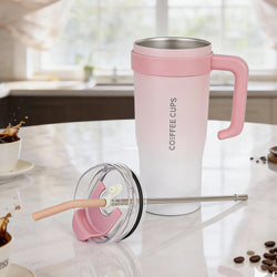 Insulated Stainless Steel Tumbler with Handle & Straw - B1