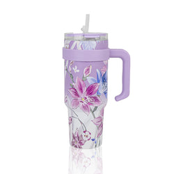 Insulated Stainless Steel Tumbler with Handle & Straw - B3