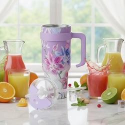 Insulated Stainless Steel Tumbler with Handle & Straw - B3