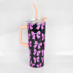 Insulated Stainless Steel Tumbler with Handle & Straw - B6