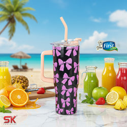 Insulated Stainless Steel Tumbler with Handle & Straw - B6