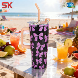 Insulated Stainless Steel Tumbler with Handle & Straw - B6