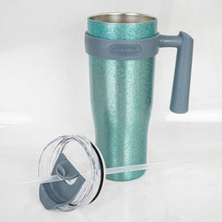 Insulated Stainless Steel Tumbler with Handle & Straw - B7