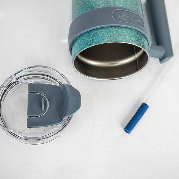 Insulated Stainless Steel Tumbler with Handle & Straw - B7