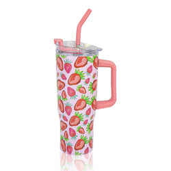 Insulated Stainless Steel Tumbler with Handle & Straw - B10