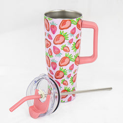 Insulated Stainless Steel Tumbler with Handle & Straw - B10