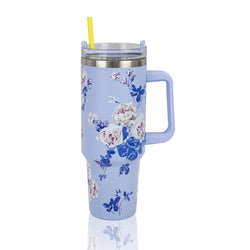 Insulated Stainless Steel Tumbler with Handle & Straw - B11