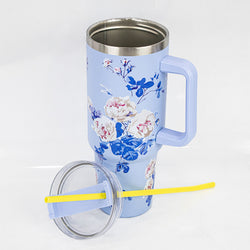Insulated Stainless Steel Tumbler with Handle & Straw - B11
