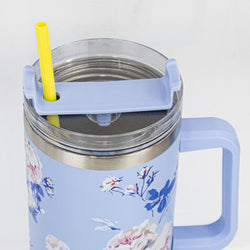 Insulated Stainless Steel Tumbler with Handle & Straw - B11