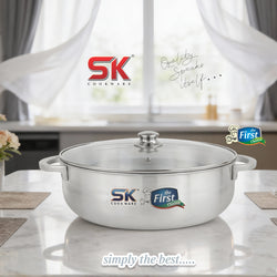 26cm Export Quality Aluminum Metal Finish Caldero Cooking Pot with Glass Lid