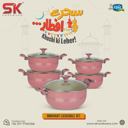 10 Pieces Non Stick Marble Coated Innovant Casserole (Daigchi/Baigona) Set