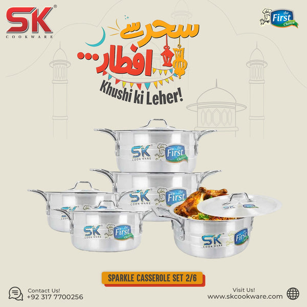 10 Pieces Heavy Gauged Metal Finish Sparkle Casserole Set 2/6