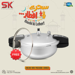 7 Liter 2-in-1 Anodized Zircon Wok Pressure Cooker with Free Glass Lid