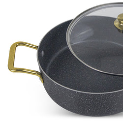 Marble Coated Non-Stick Fish Pot with Golden Handles
