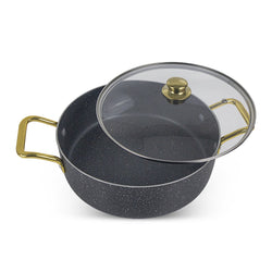 Marble Coated Non-Stick Fish Pot with Golden Handles